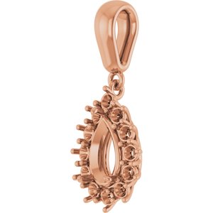 14K Rose Gold 8x5 mm Pear Pendant Mounting