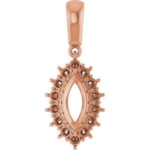10K Rose Gold 10x5 mm Marquise Pendant Mounting