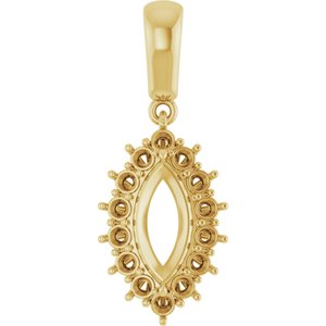 10K Yellow Gold 10x5 mm Marquise Pendant Mounting
