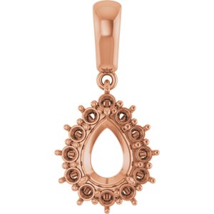 10K Rose Gold 8x6 mm Pear Pendant Mounting