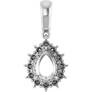 Sterling Silver 8x6 mm Pear Pendant Mounting