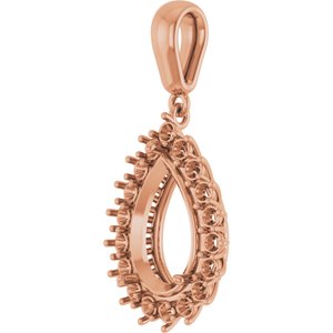 14K Rose Gold 12x8 mm Pear Pendant Mounting