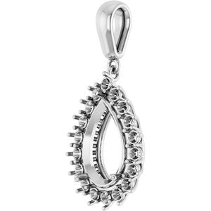 14K X1 White Gold 12x8 mm Pear Pendant Mounting