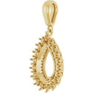 10K Yellow Gold 12x8 mm Pear Pendant Mounting