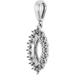 10K White Gold 12x6 mm Marquise Pendant Mounting