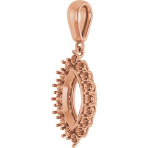 18K Rose Gold 12x6 mm Marquise Pendant Mounting