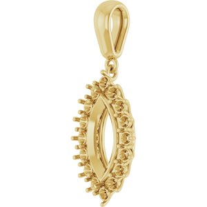 18K Yellow Gold 12x6 mm Marquise Pendant Mounting