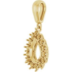 14K Yellow Gold 9x6 mm Pear Pendant Mounting