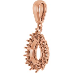 14K Rose Gold 9x6 mm Pear Pendant Mounting
