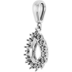 18K White Gold 9x6 mm Pear Pendant Mounting