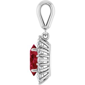 14K White Gold Lab-Grown Ruby & 1/3 CTW Natural Diamond Pendant