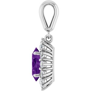 14K White Gold Natural Amethyst & 1/3 CTW Natural Diamond Pendant