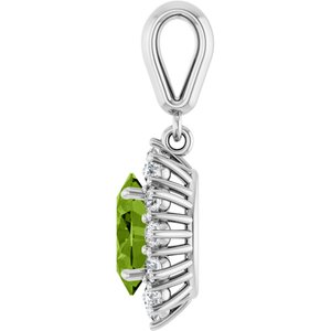 14K White Gold Natural Peridot & 1/3 CTW Natural Diamond Pendant