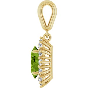 14K Yellow Gold Natural Peridot & 1/3 CTW Natural Diamond Pendant