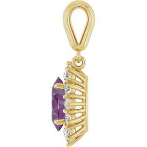 14K Yellow Gold Lab-Grown Alexandrite & 1/3 CTW Natural Diamond Pendant