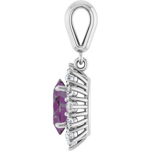 14K White Gold Lab-Grown Alexandrite & 1/3 CTW Natural Diamond Pendant