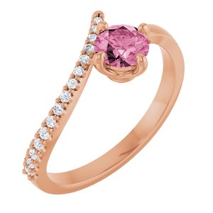 14K Rose Gold Natural Pink Tourmaline & 1/10 CTW Natural Diamond Bypass Ring