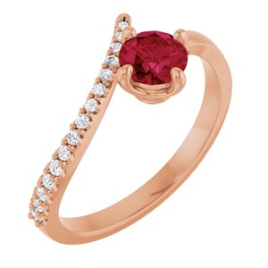 14K Rose Gold Lab-Grown Ruby & 1/10 CTW Natural Diamond Bypass Ring