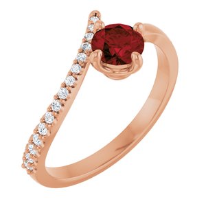 14K Rose Gold Natural Mozambique Garnet & 1/10 CTW Diamond Bypass Ring