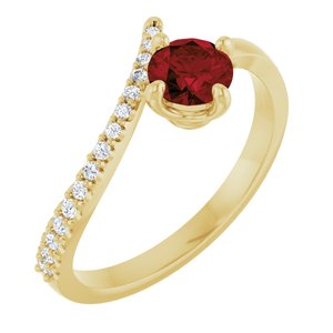 14K Yellow Gold Natural Mozambique Garnet & 1/10 CTW Diamond Bypass Ring