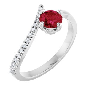 Sterling Silver Natural Ruby & 1/10 CTW Natural Diamond Bypass Ring