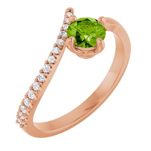 14K Rose Gold Natural Peridot & 1/10 CTW Natural Diamond Bypass Ring