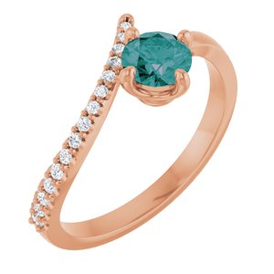 14K Rose Gold Lab-Grown Alexandrite & 1/10 CTW Natural Diamond Bypass Ring