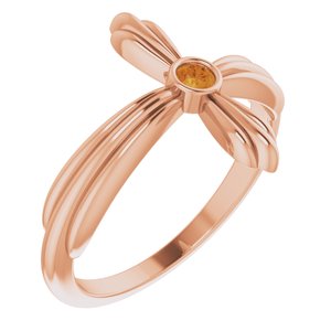 14K Rose Gold Natural Citrine Sideways Cross Ring