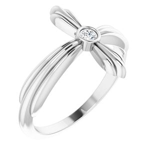 Platinum Natural White Sapphire Sideways Cross Ring