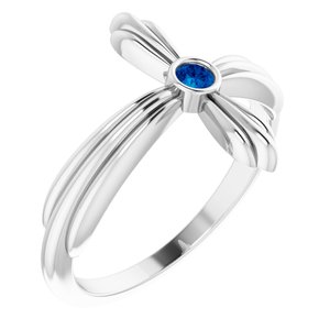 Platinum Natural Blue Sapphire Sideways Cross Ring
