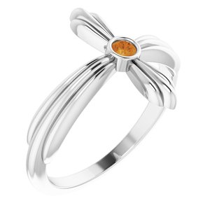 Sterling Silver Natural Citrine Sideways Cross Ring