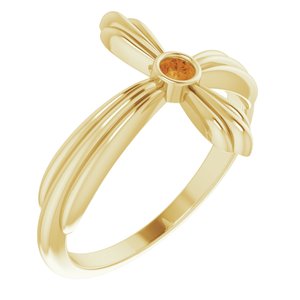 14K Yellow Gold Natural Citrine Sideways Cross Ring