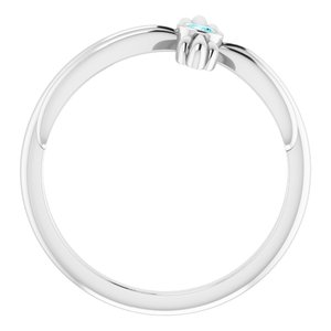 Platinum Natural Blue Zircon Sideways Cross Ring