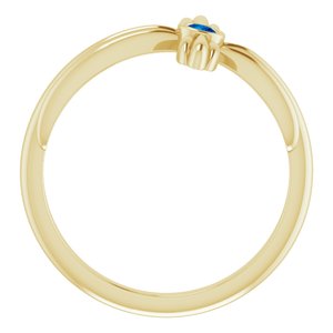 14K Yellow Gold Natural Blue Sapphire Sideways Cross Ring