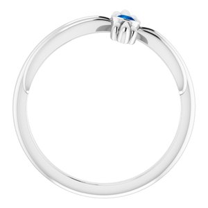 Platinum Natural Blue Sapphire Sideways Cross Ring