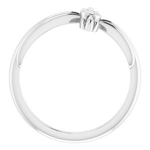 Sterling Silver Natural White Sapphire Sideways Cross Ring