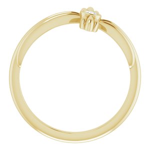 14K Yellow Gold Natural White Sapphire Sideways Cross Ring