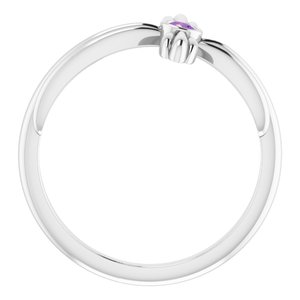 Platinum Natural Amethyst Sideways Cross Ring
