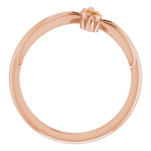 14K Rose Gold Natural Citrine Sideways Cross Ring