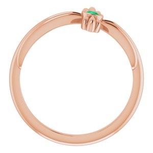 14K Rose Gold Natural Emerald Sideways Cross Ring