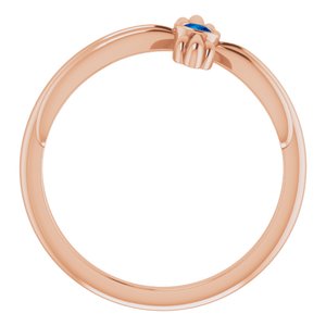 14K Rose Gold Natural Blue Sapphire Sideways Cross Ring