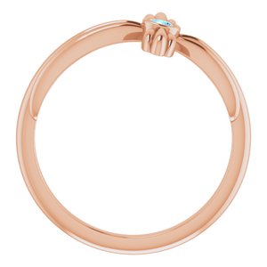 14K Rose Gold Natural Aquamarine Sideways Cross Ring