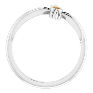 14K White Gold Natural Citrine Sideways Cross Ring