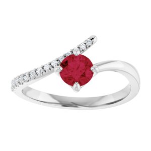 14K White Gold Lab-Grown Ruby & 1/10 CTW Natural Diamond Bypass Ring