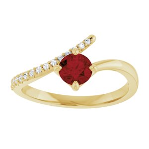 14K Yellow Gold Natural Mozambique Garnet & 1/10 CTW Diamond Bypass Ring