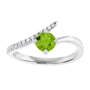 Sterling Silver Natural Peridot & 1/10 CTW Natural Diamond Bypass Ring