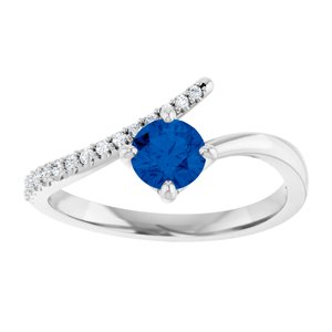 Sterling Silver Lab-Grown Blue Sapphire & 1/10 CTW Natural Diamond Bypass Ring