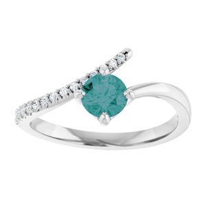 Platinum Lab-Grown Alexandrite & 1/10 CTW Natural Diamond Bypass Ring