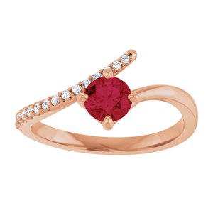 14K Rose Gold Natural Ruby & 1/10 CTW Natural Diamond Bypass Ring