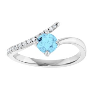 Platinum Natural Aquamarine & 1/10 CTW Natural Diamond Bypass Ring